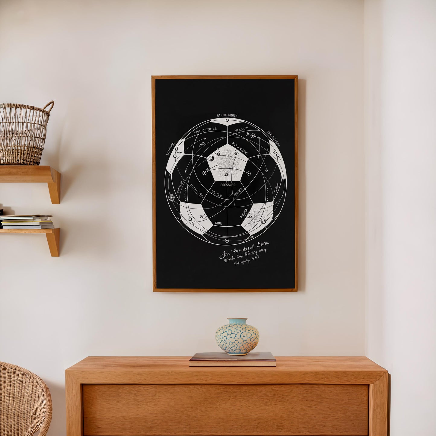 The Beautiful Game (Black) | World Cup Soccer Print, Football Wall Art, Soccer Ball Poster, Soccer Fan Gift, Sports Diagram