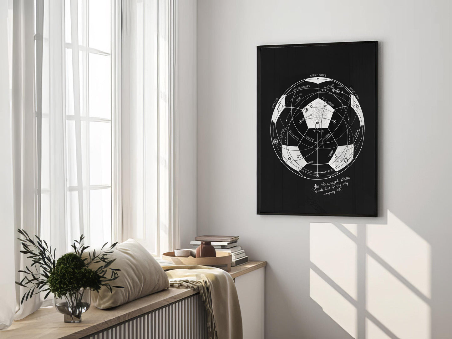 The Beautiful Game (Black) | World Cup Soccer Print, Football Wall Art, Soccer Ball Poster, Soccer Fan Gift, Sports Diagram