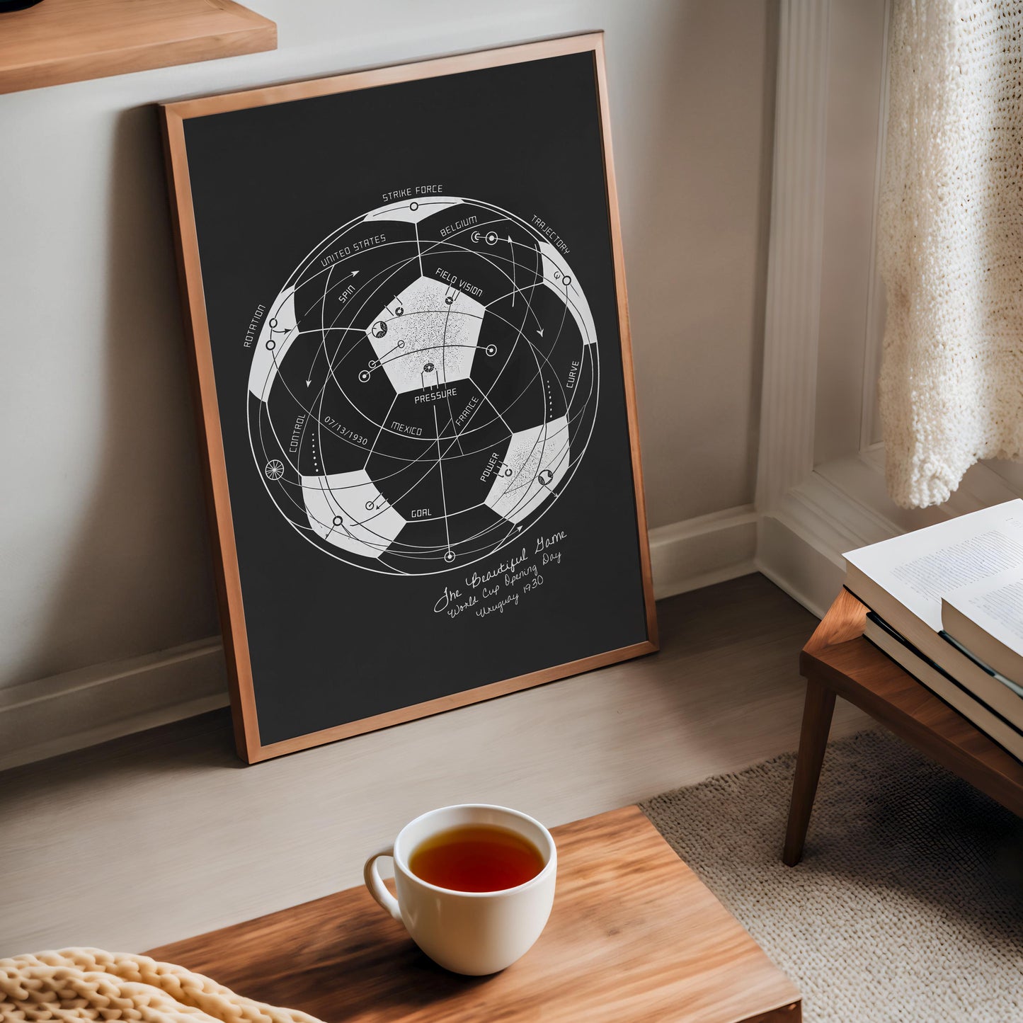 The Beautiful Game (Black) | World Cup Soccer Print, Football Wall Art, Soccer Ball Poster, Soccer Fan Gift, Sports Diagram
