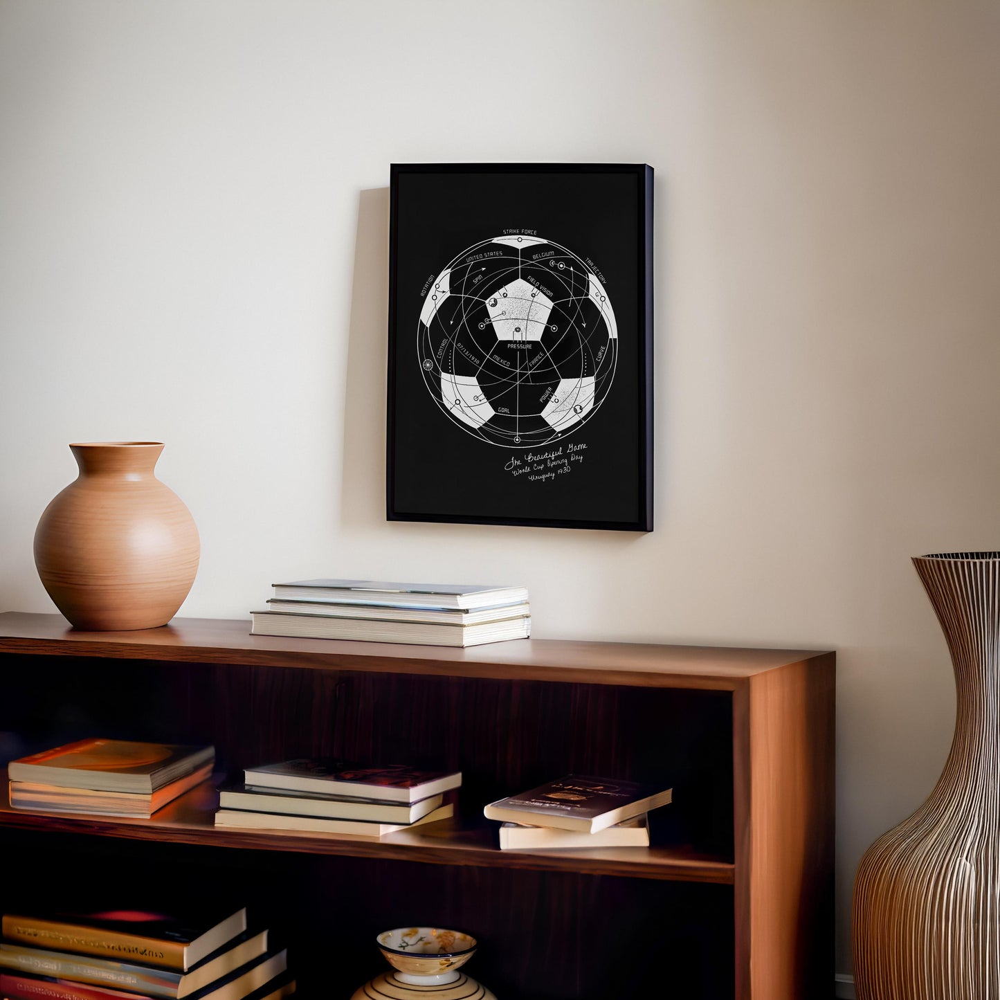 The Beautiful Game (Black) | World Cup Soccer Print, Football Wall Art, Soccer Ball Poster, Soccer Fan Gift, Sports Diagram