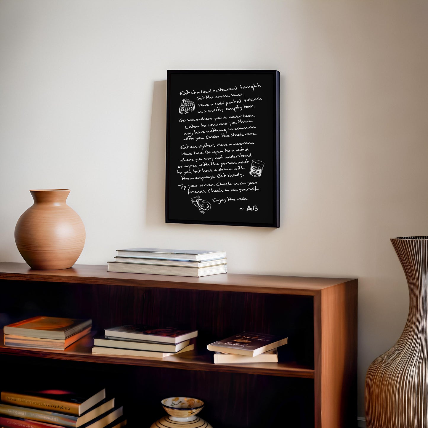 Enjoy The Ride Print - Anthony Bourdain Quote (Noir)