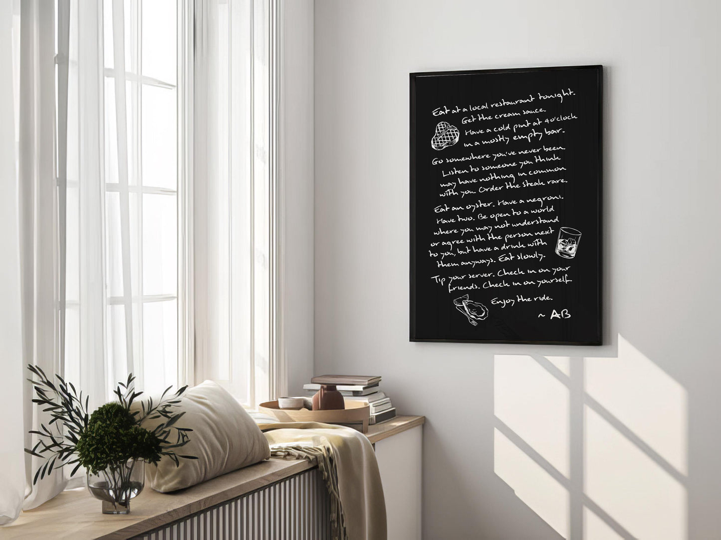 Enjoy The Ride Print - Anthony Bourdain Quote (Noir)