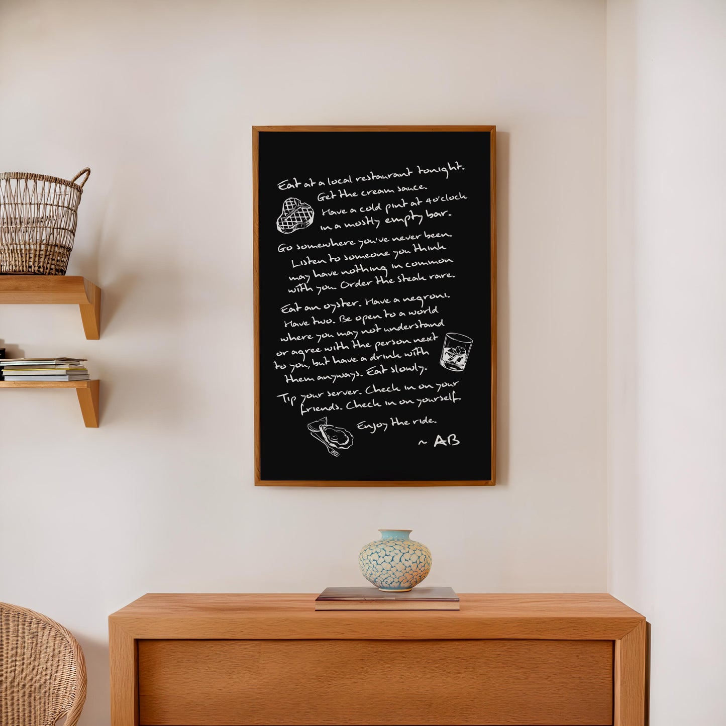 Enjoy The Ride Print - Anthony Bourdain Quote (Noir)