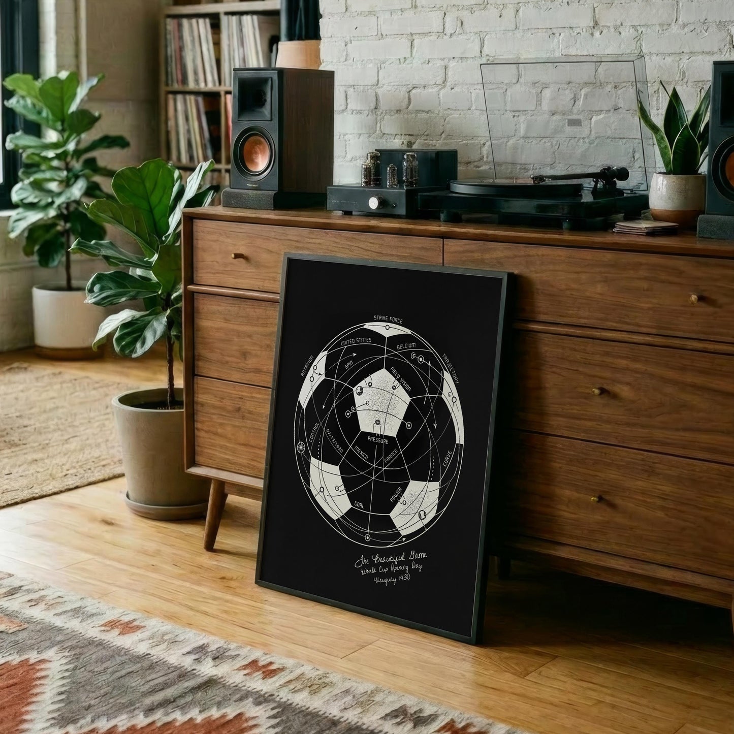 The Beautiful Game (Black) | World Cup Soccer Print, Football Wall Art, Soccer Ball Poster, Soccer Fan Gift, Sports Diagram