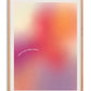 Oak-framed abstract gradient art print in pink, orange, purple, and cream with the words “This is my happy place.”
