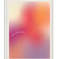 White-framed abstract gradient art print in pink, orange, purple, and cream with the words “This is my happy place.”