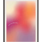 Black-framed abstract gradient art print in pink, orange, purple, and cream with the words “This is my happy place.”