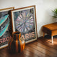 Framed travel wall art prints in living room