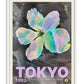 White-framed Tokyo 1982 Festival of the Cherry Blossoms artwork featuring an iridescent pastel flower on a dark background.