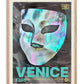 Oak-framed Venice 1296 carnival mask artwork on a white background.