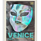 White-framed Venice 1296 carnival mask artwork on a white background.